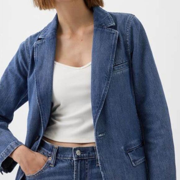 GAP Denim Blazer Blue XS NWT - Picture 11 of 11